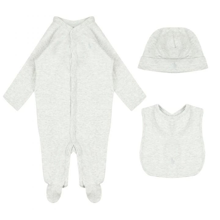 商品Ralph Lauren|Grey Romper Hat Bib & Bag Gift Set,价格¥308,第1张图片