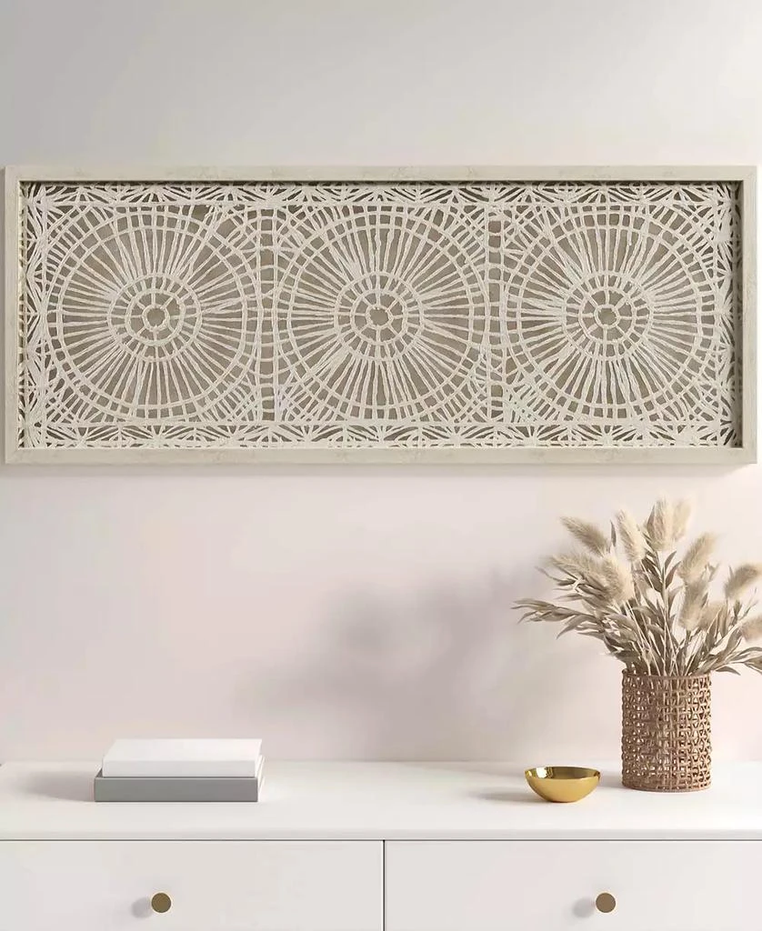 Henna 40" x 16" x 1" Framed Medallion Rice Paper Shadow Box Wall Decor 商品