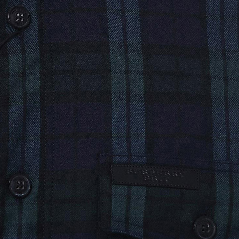 Burberry 博柏利 男士格纹蓝绿格纹羊毛混纺长袖衬衫 3947508商品第2张图片规格展示