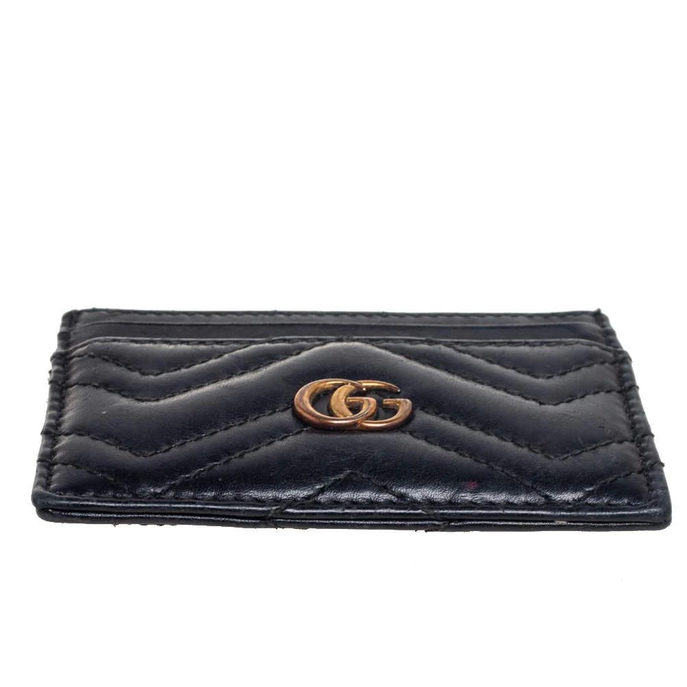 Gucci Black Chevron Leather GG Marmont Card Holder 商品