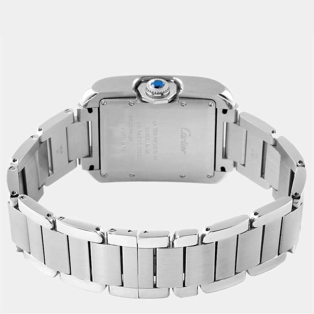 Cartier Silver Stainless Steel Tank Anglaise W5310009 Automatic Men's Wristwatch 30 mm商品第4张图片规格展示