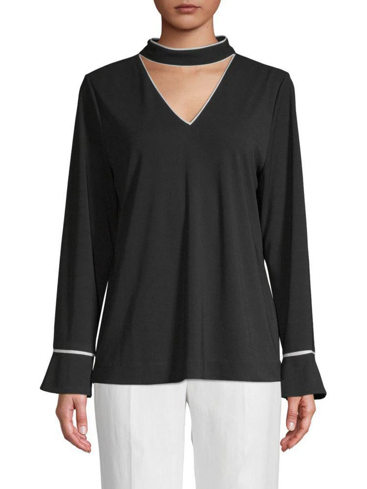 商品Karl Lagerfeld Paris|Choker Long-Sleeve Top,价格¥412,第1张图片