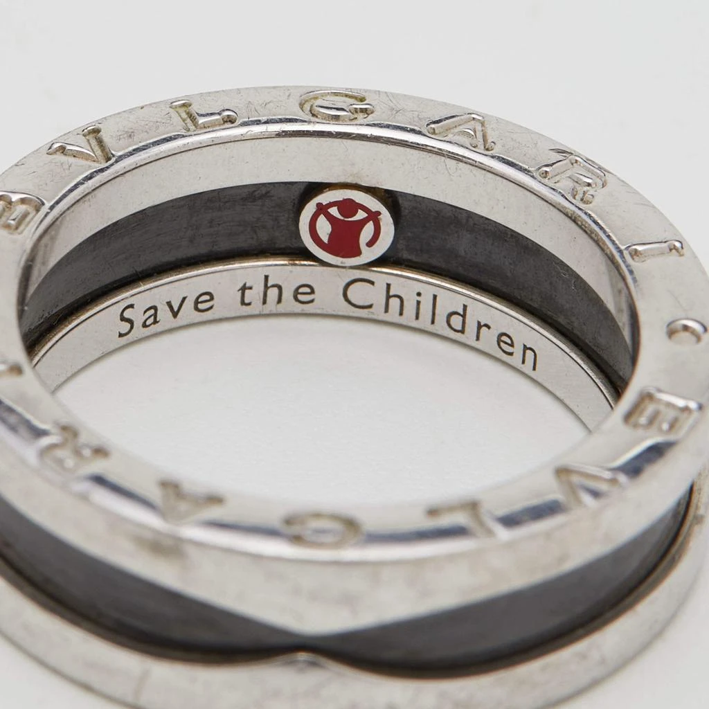 Bvlgari Save The Children Black Ceramic and Sterling Silver Ring Size EU 54 商品