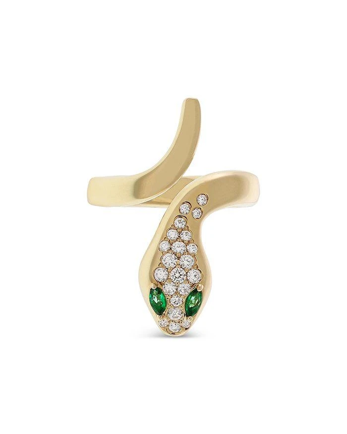 商品Crivelli|18K Yellow Gold Serpent Diamond & Emerald Snake Wrap Ring - Exclusive, Italy Campaign,价格¥28457,第1张图片详细描述