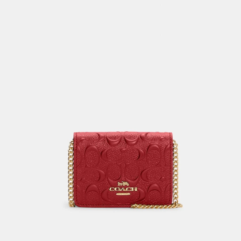 商品Coach|蔻驰Chain迷你经典老花浮雕翻盖链条包,价格¥589,第5张图片详细描述