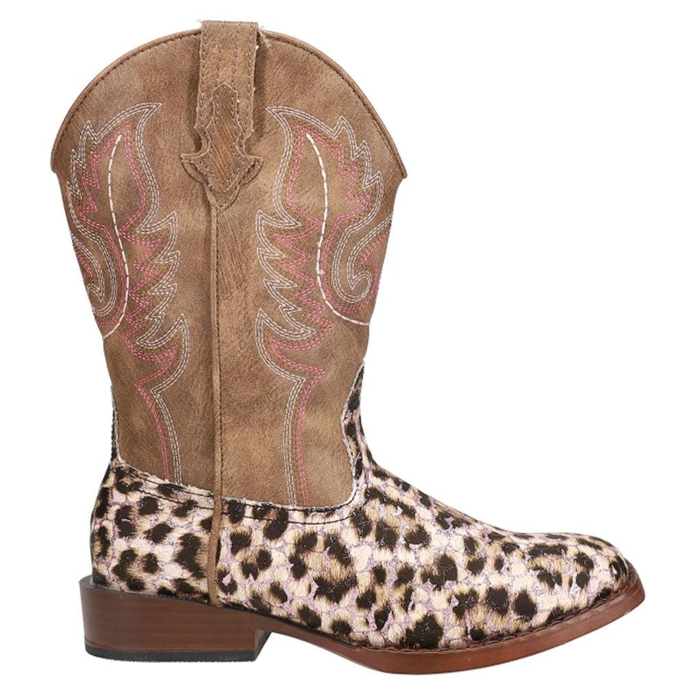商品Roper|Glitter Leopard Square Toe Cowboy Boots (Little Kid-Big Kid),价格¥490,第1张图片