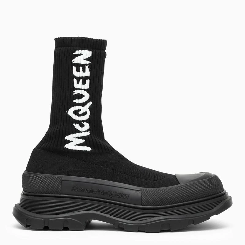 商品Alexander McQueen|Black knitted Tread Slick boots,价格¥1650,第1张图片
