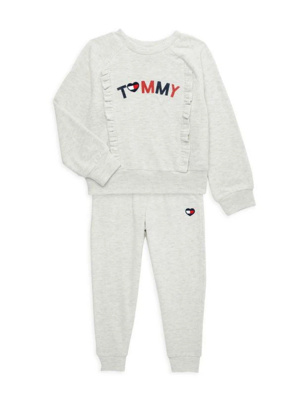 商品Tommy Hilfiger|Little Girl’s 2-Piece Hacci Ruffle Sweatshirt & Joggers Set,价格¥200,第1张图片