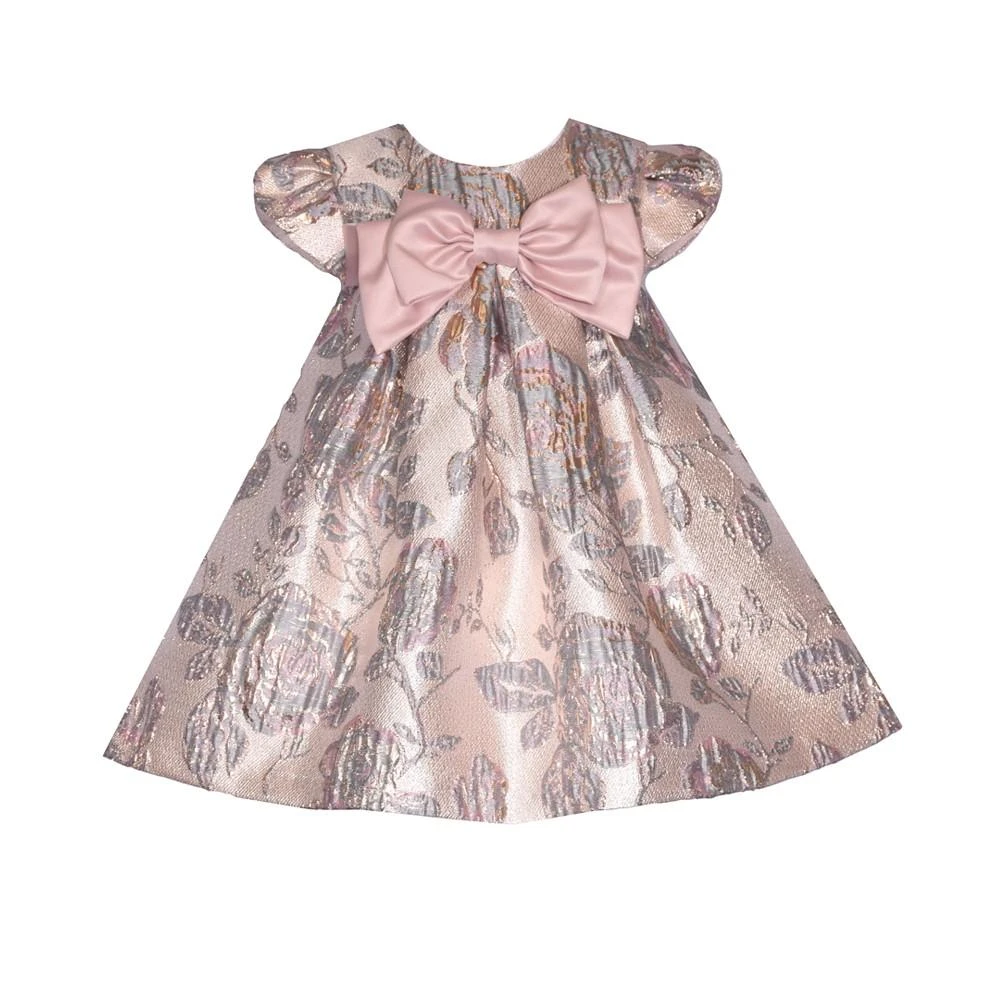 商品Bonnie Baby|Baby Girls Short Sleeve Floral Metallic Dress,价格¥314,第1张图片