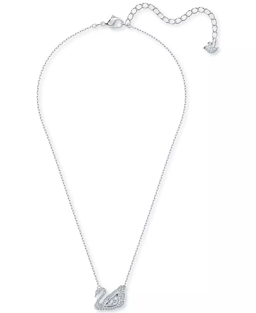 商品Swarovski|Silver-Tone Dancing Swan Crystal Pendant Necklace, 15" + 2" extender,价格¥1488,第4张图片详细描述