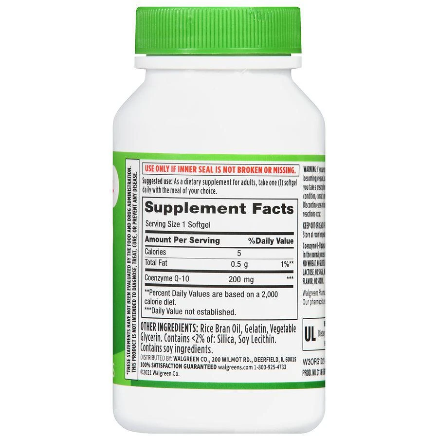商品Walgreens|CoQ-10 200 mg Softgels,价格¥260,第3张图片详细描述