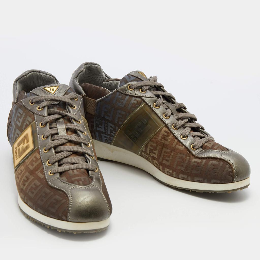 商品[二手商品] Fendi|Fendi Multicolor Leather and Zucca Canvas Low Top Sneakers Size 38,价格¥3342,第6张图片详细描述