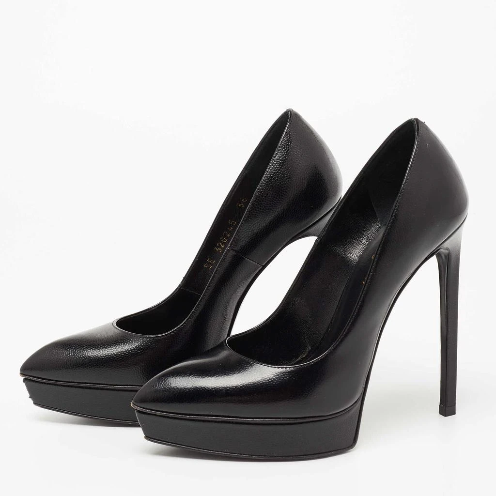 商品[二手商品] Yves Saint Laurent|Saint Laurent Black Leather Janis Pointed Toe Platform Pumps Size 36,价格¥2544,第2张图片详细描述