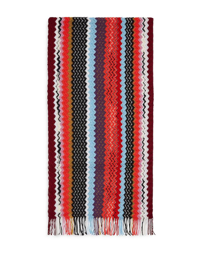 Striped Fringe Wool Scarf商品第1张图片规格展示