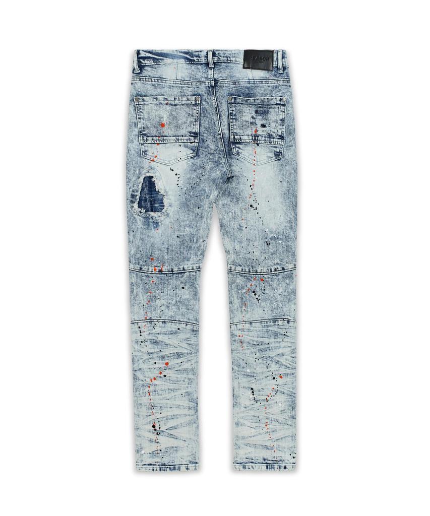 商品Reason Clothing|Radical Embroidered Detail Fabric Backing Light Wash Denim Jeans,价格¥252,第5张图片详细描述