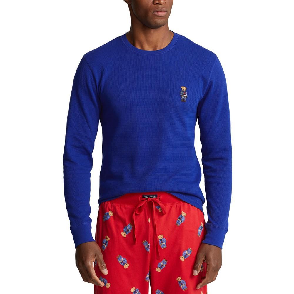商品Ralph Lauren|Men's Denim Bear Folded Waffle Long-Sleeve Pajama Shirt,价格¥206,第3张图片详细描述