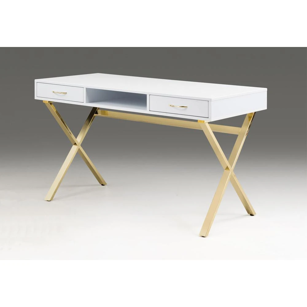 商品Creative Images|White Top Desk With Two Drawers/Gold Base,价格¥3961,第1张图片