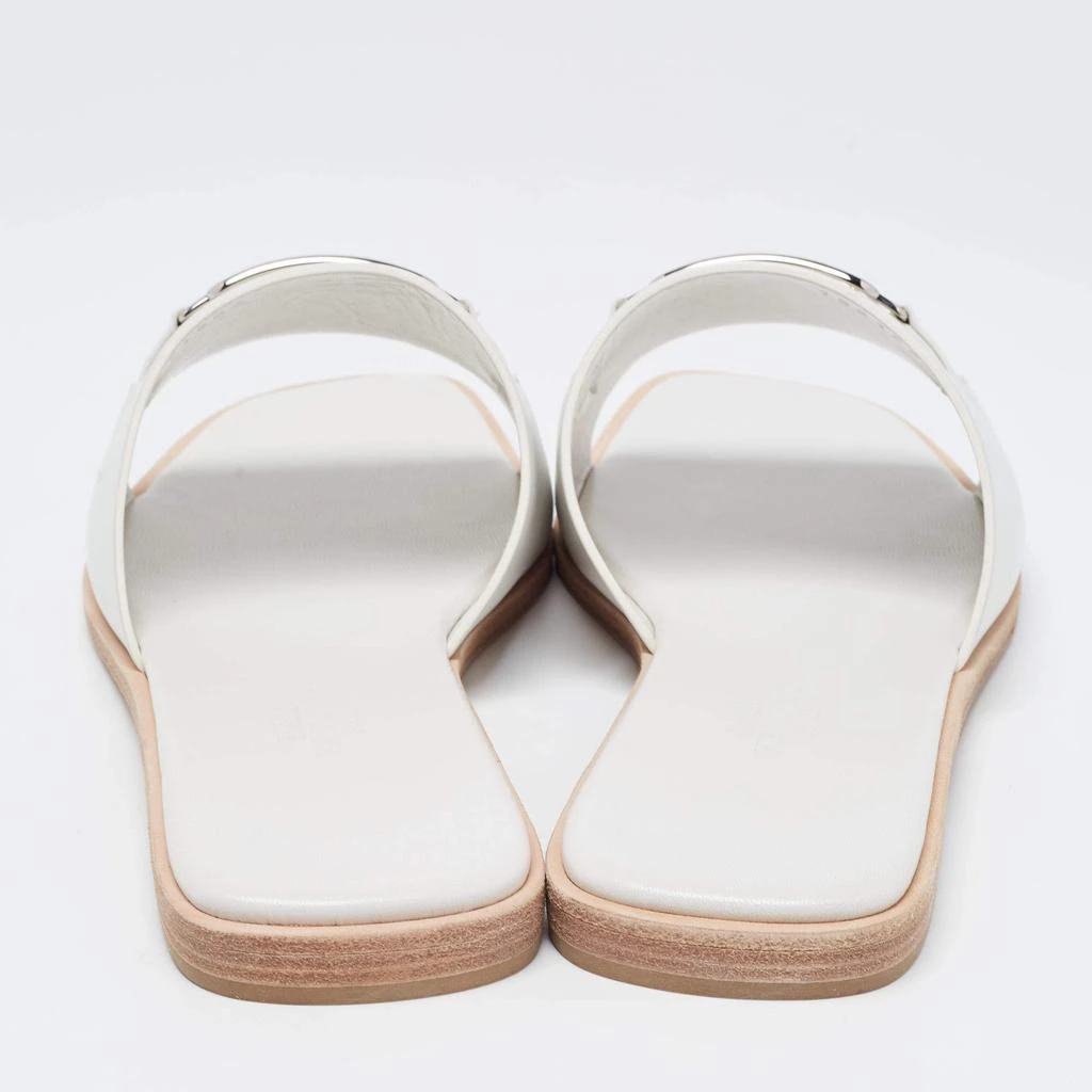 商品Hermes|Hermes White Leather  Villa Flat Slides  Size 38,价格¥4631,第5张图片详细描述