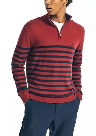 商品Nautica|Navtech Striped 1 4 Zip Sweater,价格¥237,第1张图片