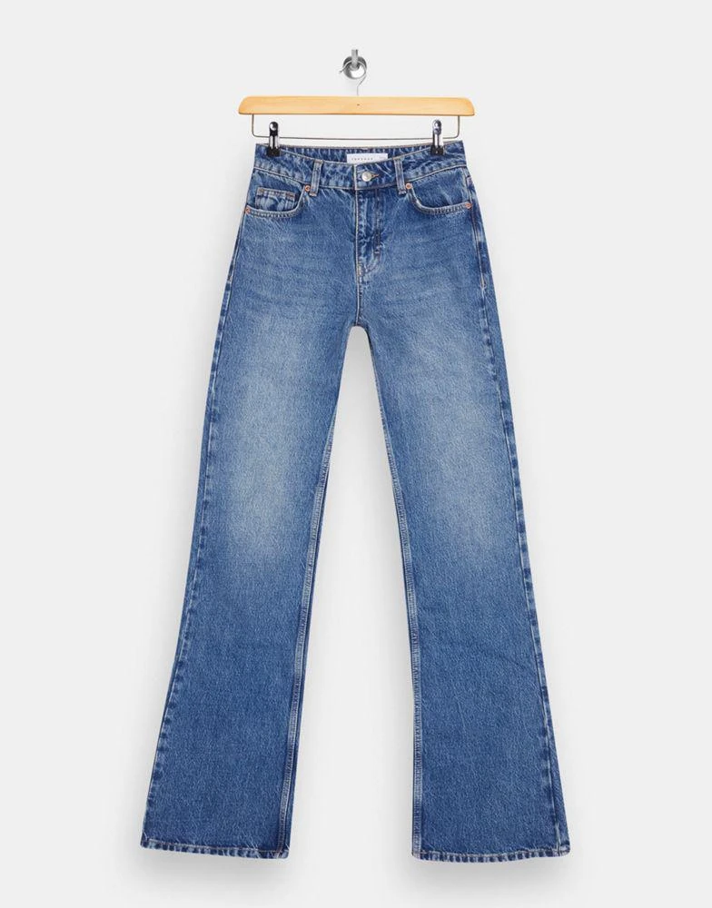 商品Topshop|Topshop 90s flare cotton blend jeans in mid blue  - MBLUE,价格¥412,第4张图片详细描述