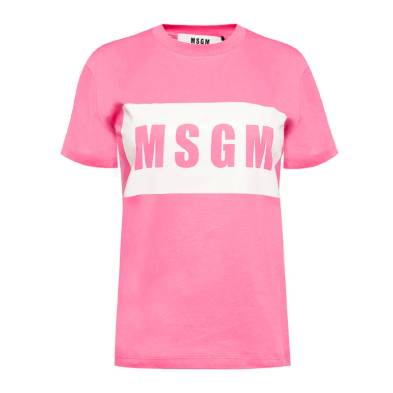 商品[国内直发] MSGM|MSGM  女士棉质LOGO标识印花时尚短袖T恤 2741MDM95-5797-14,价格¥728,第1张图片