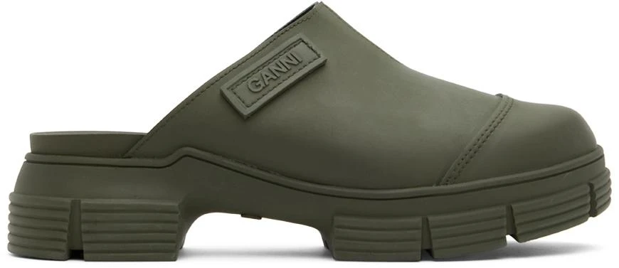 商品Ganni|Khaki City Slippers,价格¥645,第1张图片