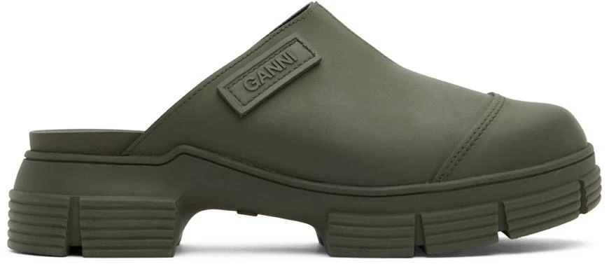 商品Ganni|Khaki City Slippers,价格¥654,第1张图片