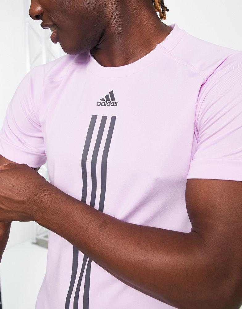 adidas Training Alpha Strength 3 stripe t-shirt in purple商品第1张图片规格展示