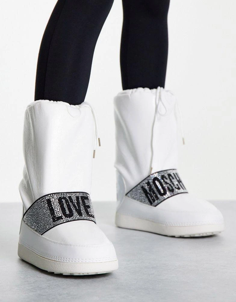 商品Moschino|Love Moschino snow boot with glitter logo in white,价格¥797,第1张图片