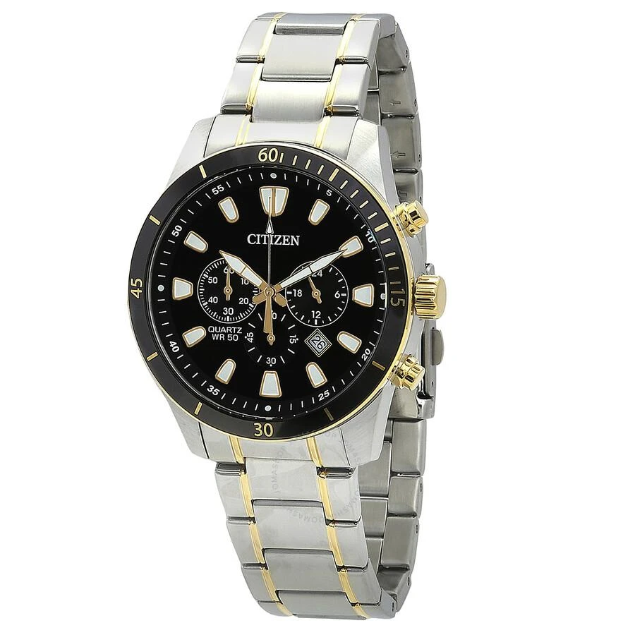 商品Citizen|Chronograph Quartz Black Dial Two-Tone Men's Watch AN8184-89E,价格¥952,第1张图片