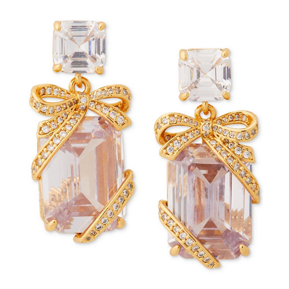 Gold-Tone Crystal Present Drop Earrings商品第1张图片规格展示