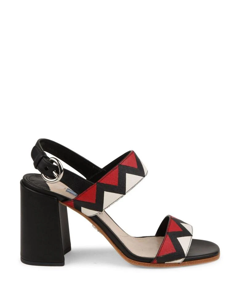 商品Prada|Zigzag Leather Block-Heel Slingbacks,价格¥2458,第5张图片详细描述