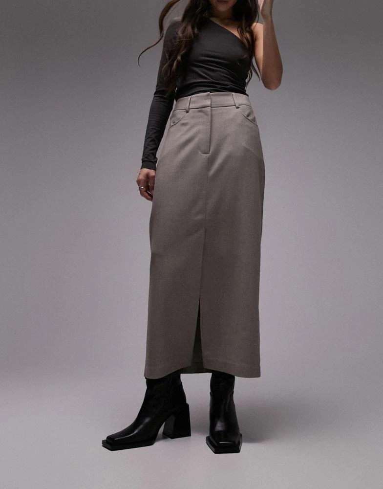 商品Topshop|Topshop long pencil skirt in grey,价格¥441,第4张图片详细描述