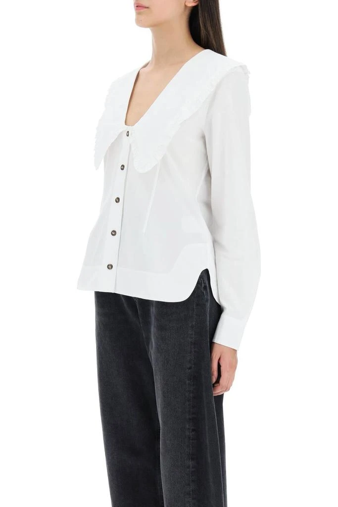 商品Ganni|Ganni Ruffled V-Neck Long Sleeved Shirt,价格¥488-¥956,第4张图片详细描述