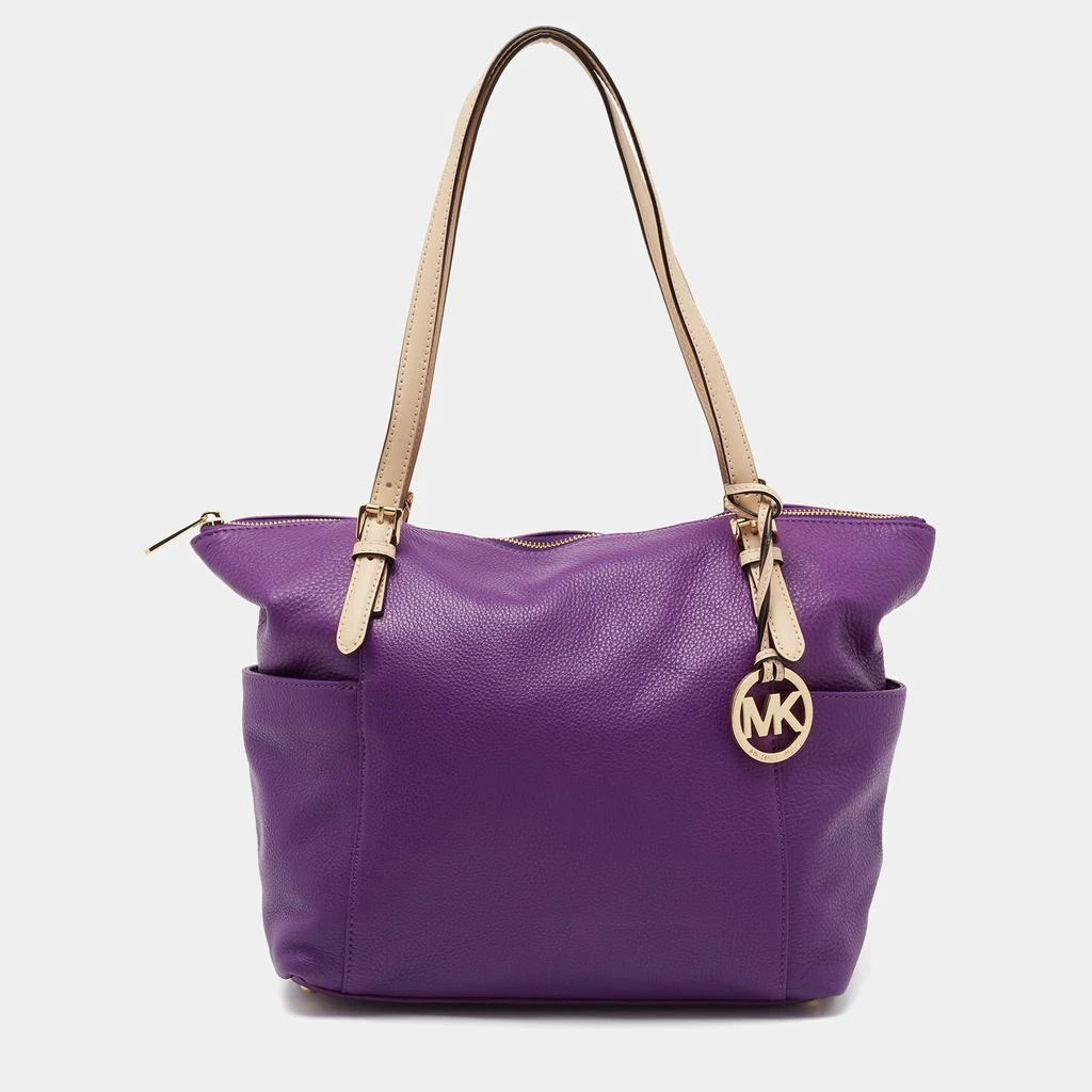 商品Michael Kors|MICHAEL Michael Kors Purple Leather Top Zip Jet Set Tote,价格¥1790,第1张图片