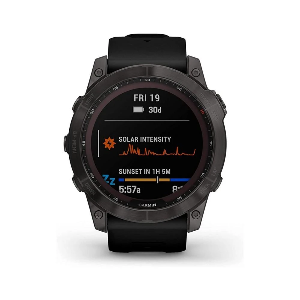 商品Garmin|Unisex Fenix 7X Sapphire Solar Carbon Gray Diamond like Carbon Titanium with Black Silicone Band Smart Watch 51mm,价格¥7419,第2张图片详细描述