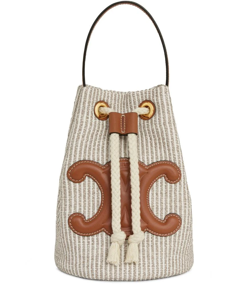 商品Celine|TEEN条纹织物和牛皮革抽绳包,价格¥10277,第1张图片