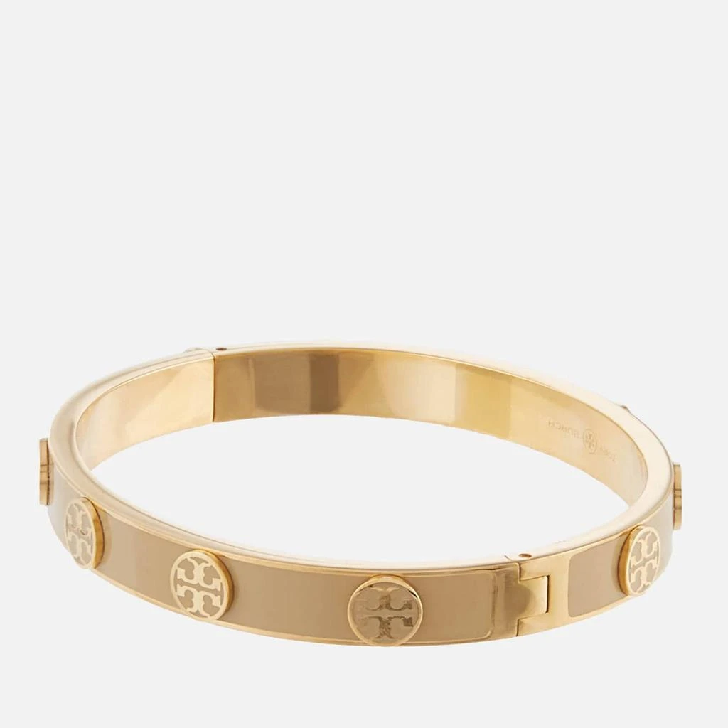 商品Tory Burch|Tory Burch Women's Miller Stud Enamel Hinge Bracelet - Tory Gold/Sand,价格¥1111,第2张图片详细描述