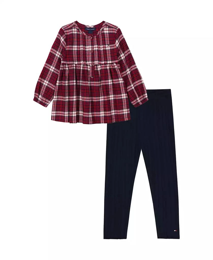 商品Tommy Hilfiger|Toddler and Little Girls Plaid Empire Tunic and Ribbed Leggings, 2-Piece Set,价格¥165,第1张图片