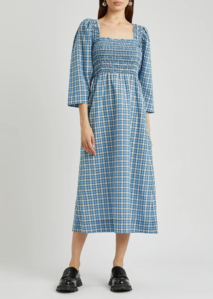 商品Ganni|Checked seersucker midi dress,价格¥1072,第2张图片详细描述