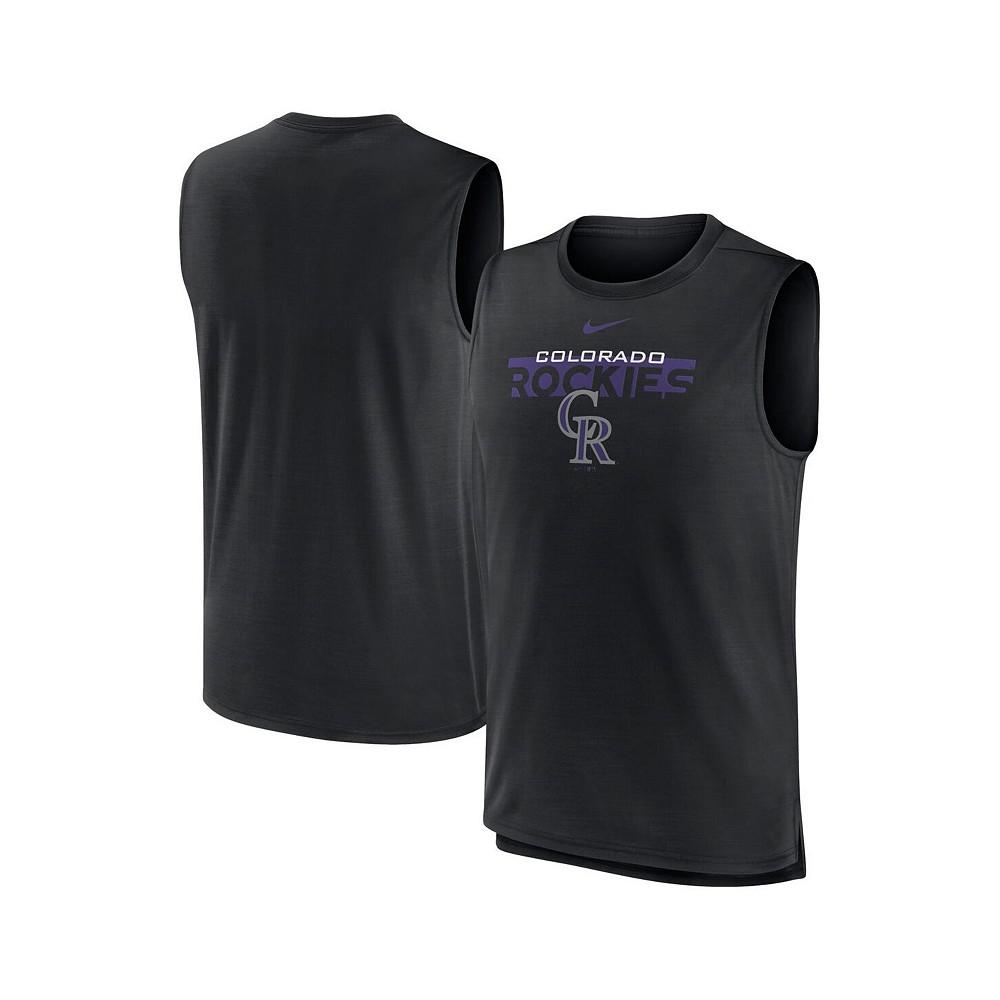 Men's Black Colorado Rockies Knockout Stack Exceed Muscle Tank Top商品第1张图片规格展示