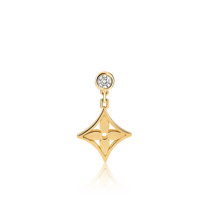 预售十天 Louis Vuitton/路易威登 BLOSSOM系列 经典款单只18k金黄金钻石花卉形状耳钉Q96168商品第1张图片规格展示