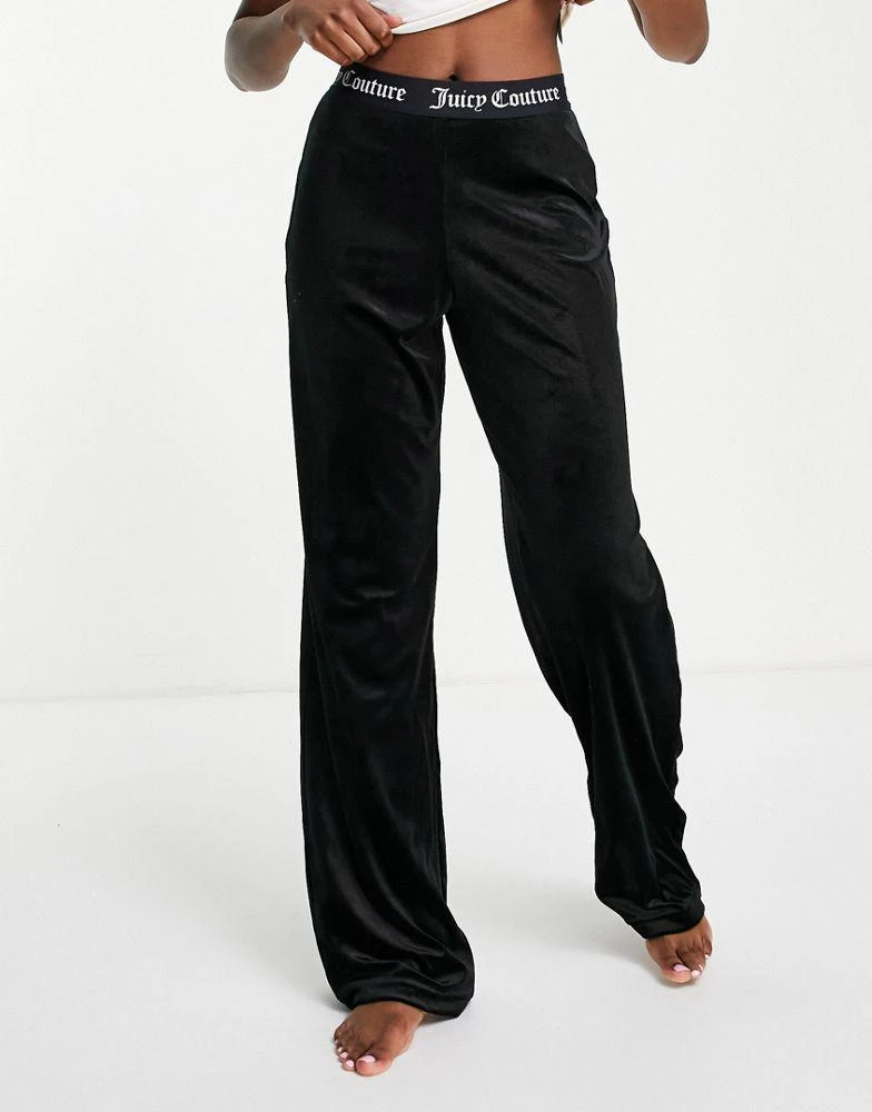 商品Juicy Couture|Juicy Couture velvet wide leg pyjama pants co-ord in black,价格¥229,第4张图片详细描述