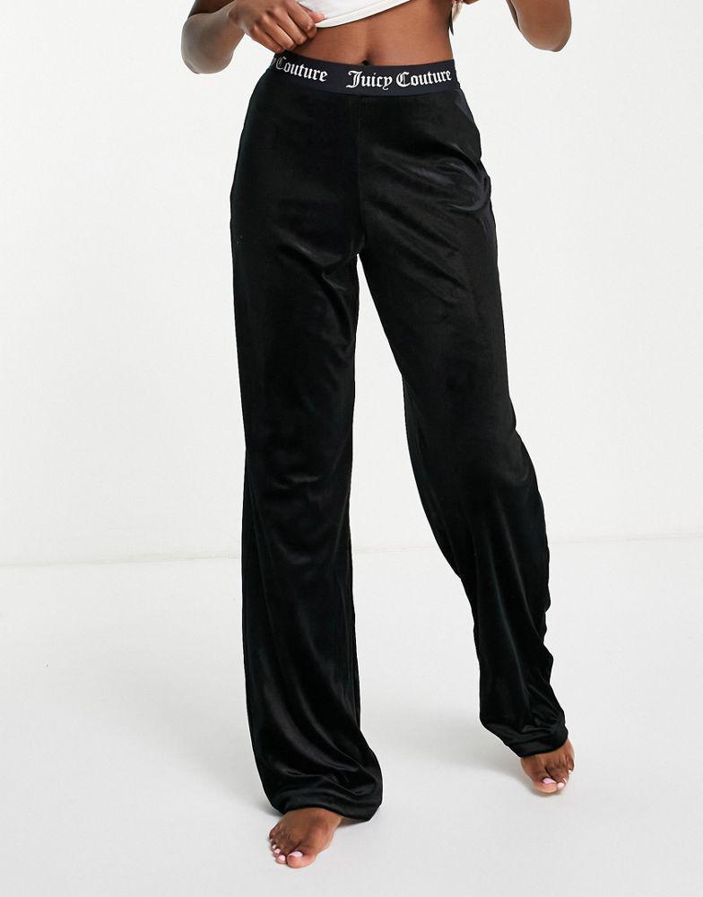 商品Juicy Couture|Juicy Couture velvet wide leg pyjama pants co-ord in black,价格¥224,第6张图片详细描述