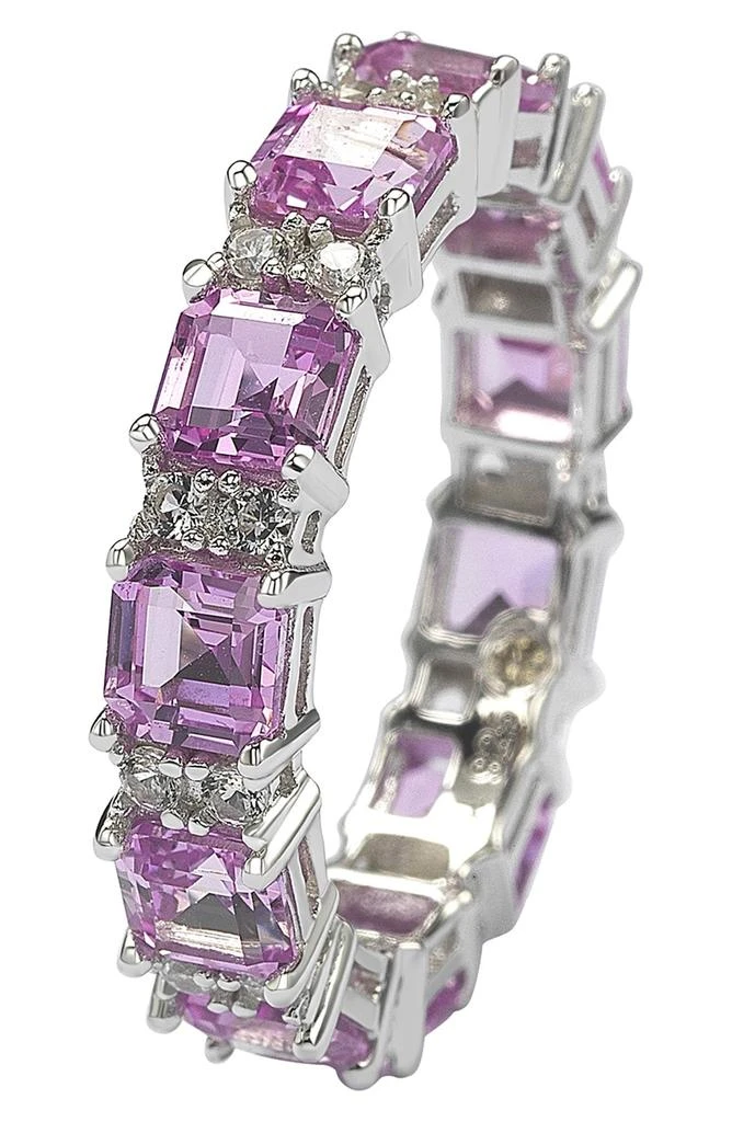 商品Suzy Levian|Asscher Cut Pink Sapphires Sterling Silver Eternity Band Ring,价格¥3486,第2张图片详细描述