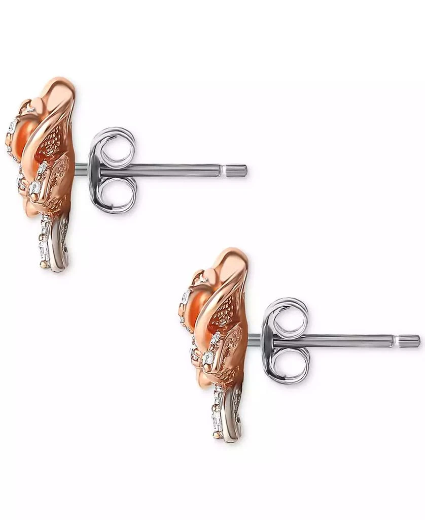 商品Disney|Cubic Zirconia Rose Beauty & The Beast Stud Earrings in Sterling Silver & 18k Rose Gold-Plate,价格¥206,第4张图片详细描述