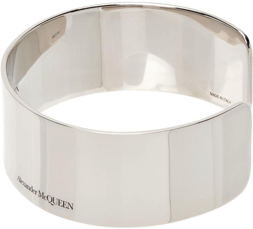 商品Alexander McQueen|Silver Wide Cuff Bracelet,价格¥1772,第5张图片详细描述