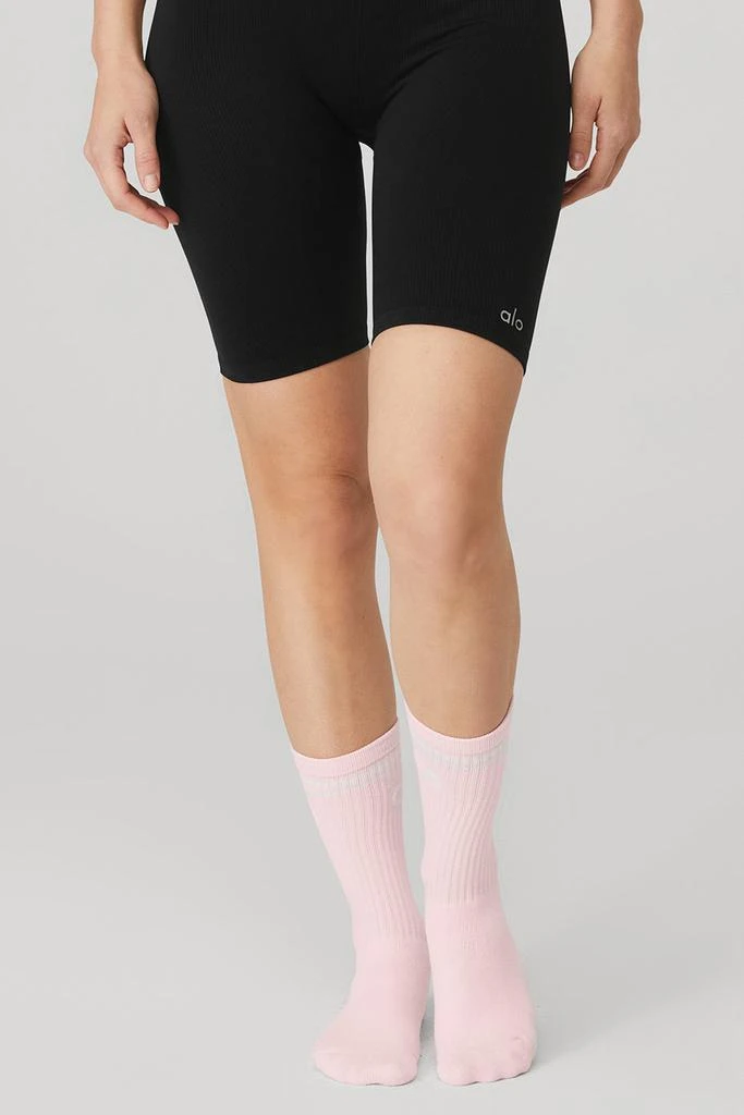 商品Alo|Women's Throwback Barre Sock - Powder Pink/White,价格¥225,第2张图片详细描述