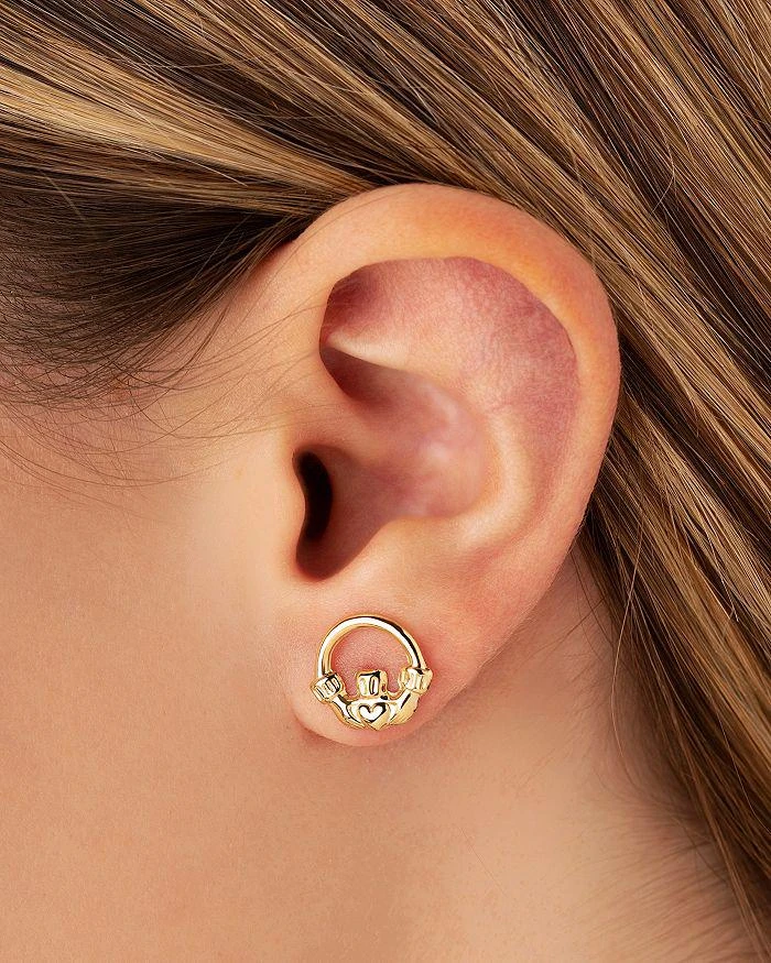 商品Bloomingdale's|Claddagh Stud Earrings in 14K Yellow Gold - 100% Exclusive,价格¥4105,第2张图片详细描述
