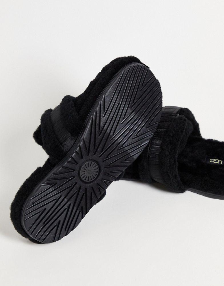 商品UGG|Ugg fluff it sheepskin slippers in black,价格¥891,第6张图片详细描述